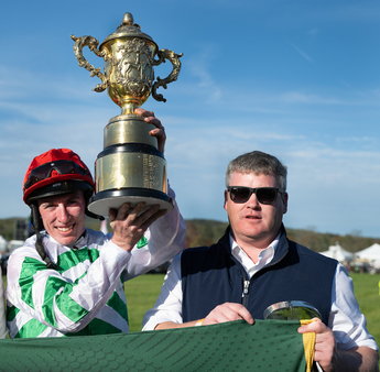 Jack Kennedy Gordon Elliott hoist Grand National trophy Zanahiyr