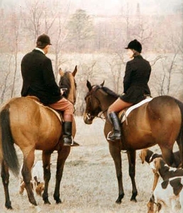 Jack and Nan out foxhunting on their wedding day courtesy of Nancy Dougherty