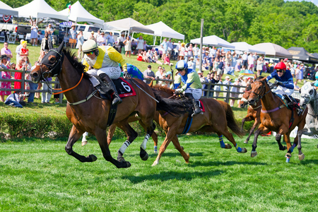 Swore lead over last in Iroquois Zabeel Champion in blue silks and red cap 13
